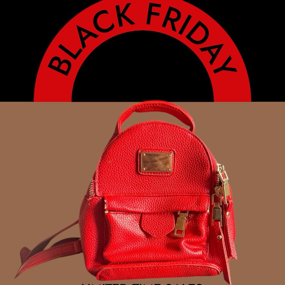 Forever 21 Vibrant Red Backpack with Gold Accents